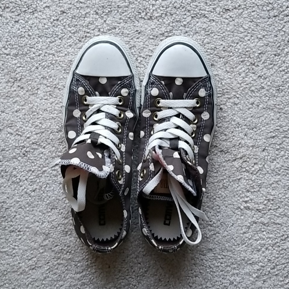 Converse Polka Dot Double Tongue Shoes, size 7